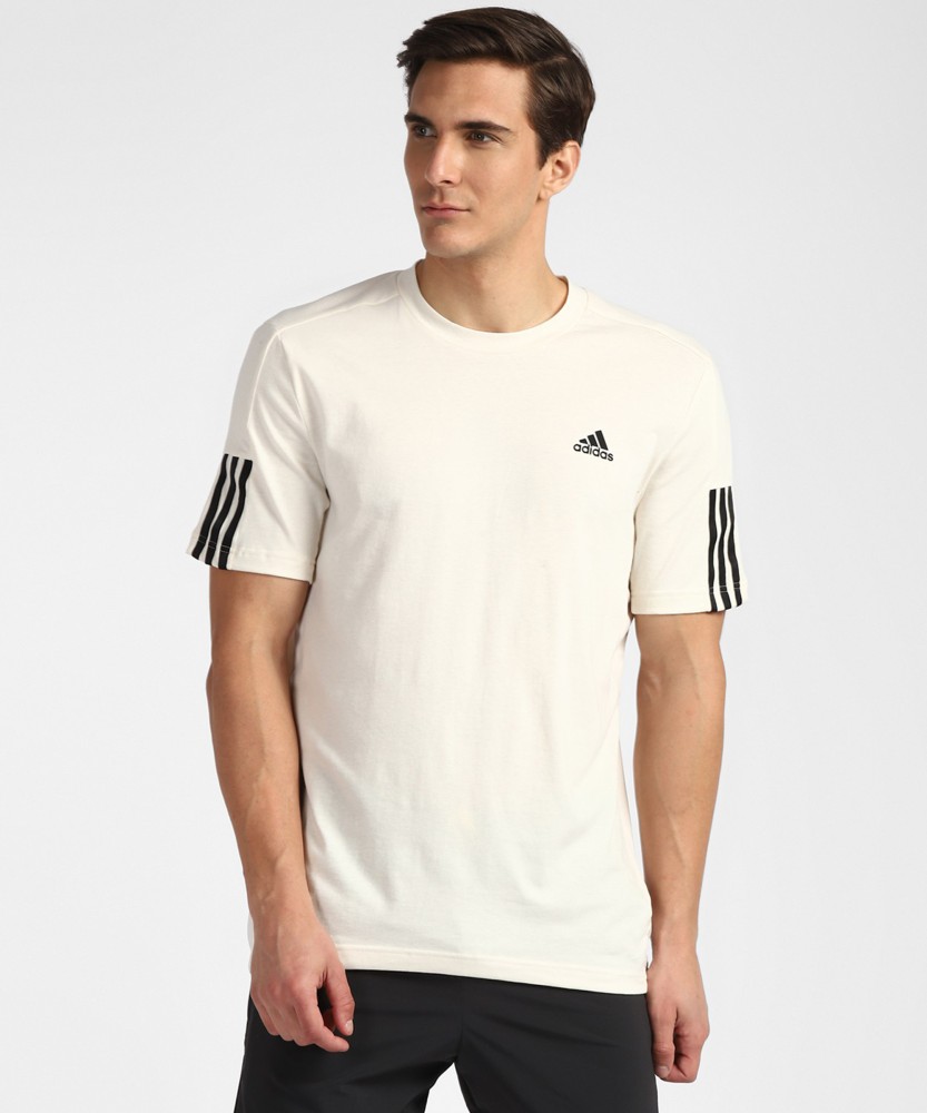 Adidas originals tennis t-shirt in white stripe best sale