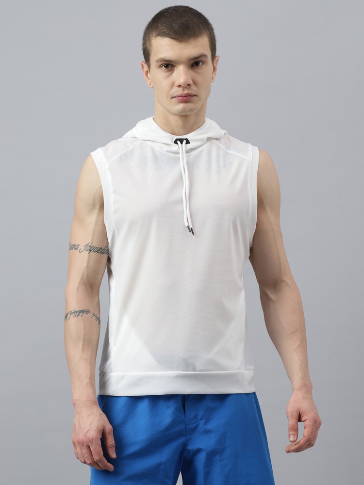 Fitkin Solid Men Hooded Neck White T-Shirt - Buy Fitkin Solid Men Hooded  Neck White T-Shirt Online at Best Prices in India