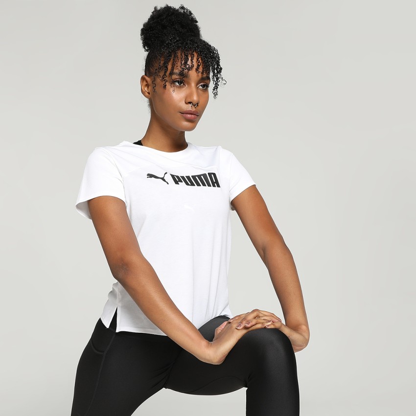 PUMA Printed Women Round Neck White T-Shirt - Buy PUMA Printed Women Round  Neck White T-Shirt Online at Best Prices in India