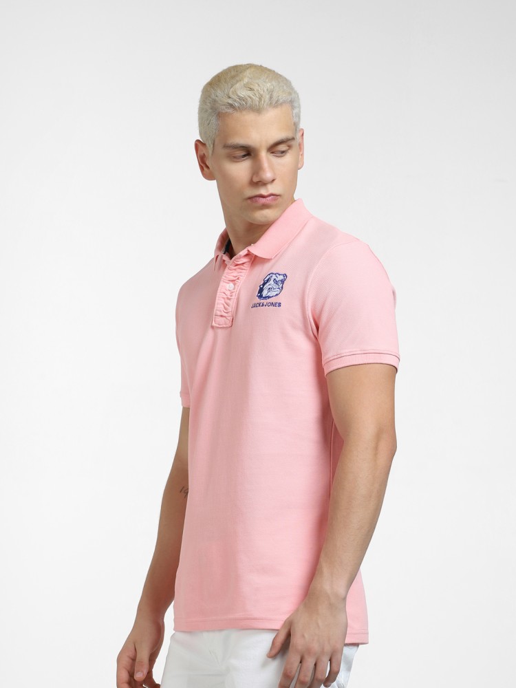 JACK & JONES Solid Men Polo Neck Pink T-Shirt - Buy JACK & JONES Solid Men  Polo Neck Pink T-Shirt Online at Best Prices in India