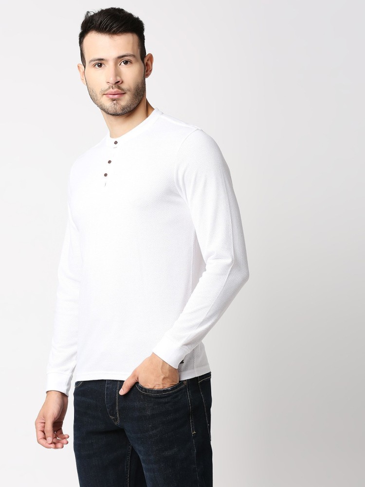 Henley Shirt Long Sleeve, White