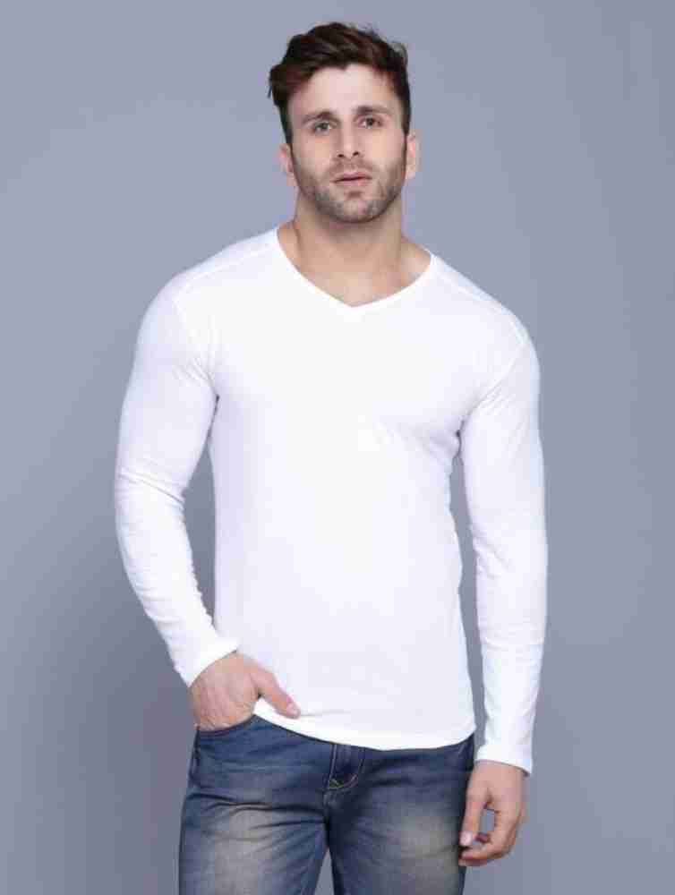 jambul Solid Men V Neck White T-Shirt - Buy jambul Solid Men V