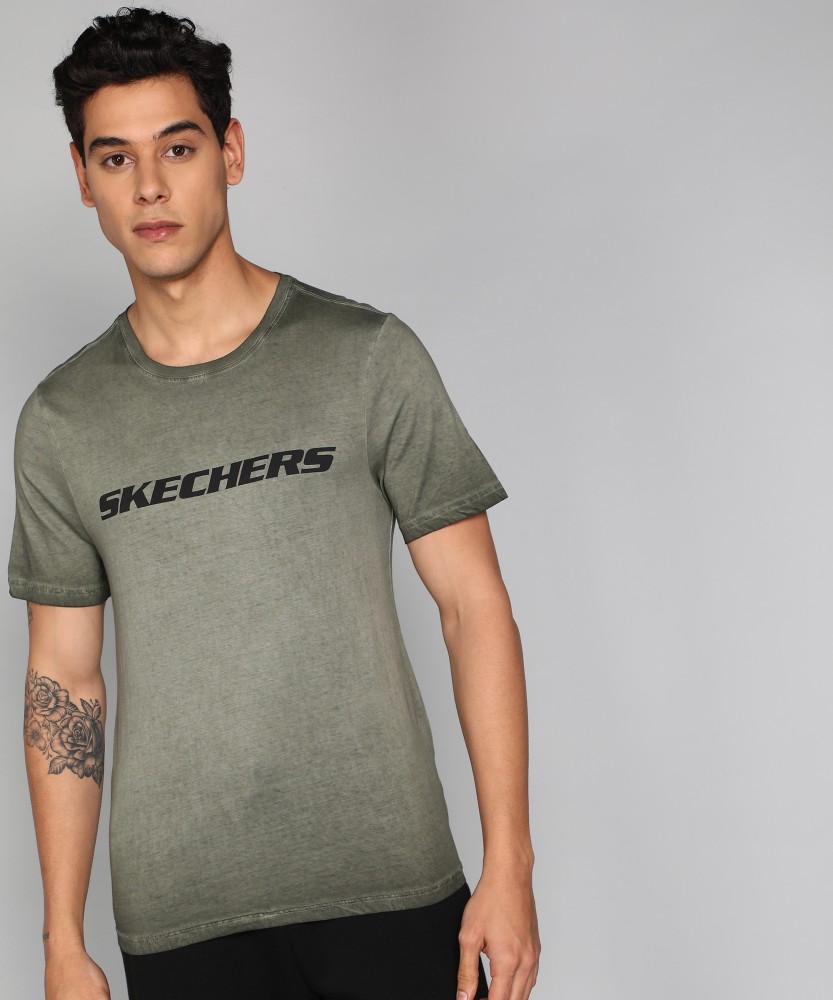 Skechers Printed Men Crew Neck Green T-Shirt - Buy Skechers Printed Men  Crew Neck Green T-Shirt Online at Best Prices in India