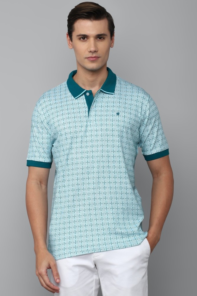 Buy Louis Philippe Men Blue Striped Polo Collar T Shirt - Tshirts