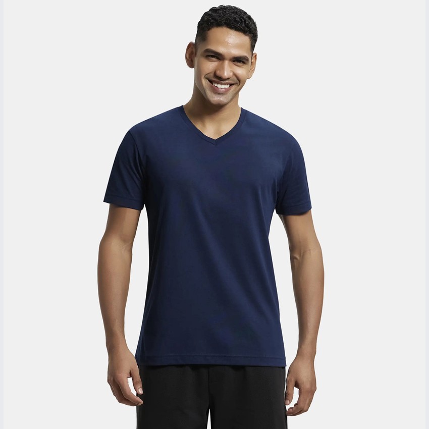 JOCKEY Solid Men Round Neck Blue T-Shirt - Buy Navy JOCKEY Solid Men Round  Neck Blue T-Shirt Online at Best Prices in India