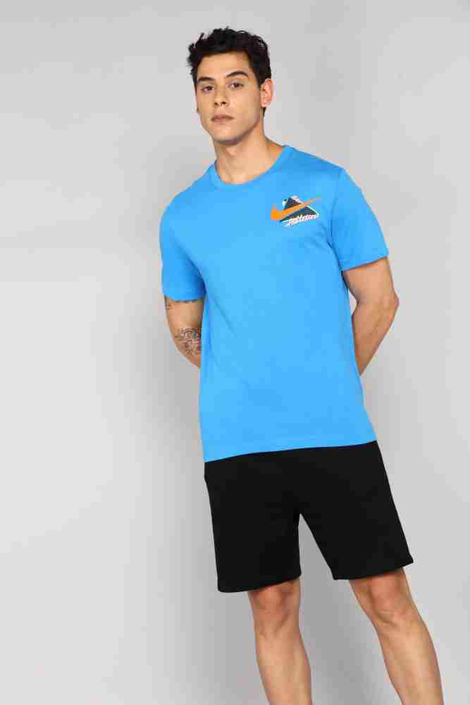 NIKE Solid Men Round Neck Blue T Shirt Buy NIKE Solid Men Round