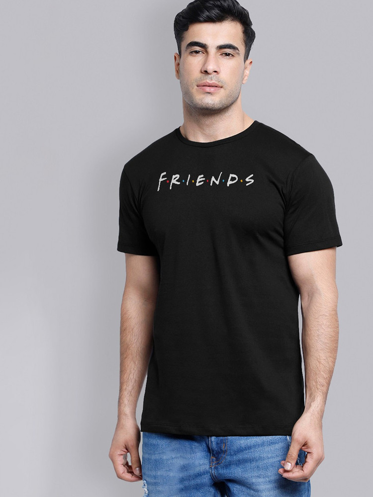 Friendsby Free Authority Typography Men Round Neck Black T Shirt