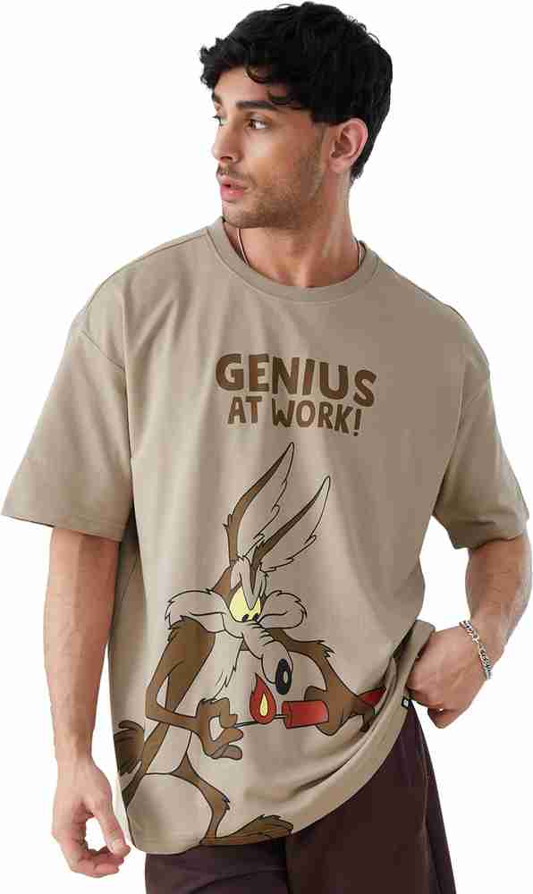 The Souled Store Printed Typography Men Round Neck Beige T Shirt