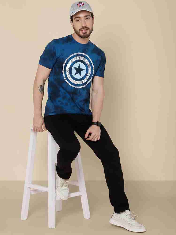 Captain America By Free Authority Printed Men Round Neck Blue T