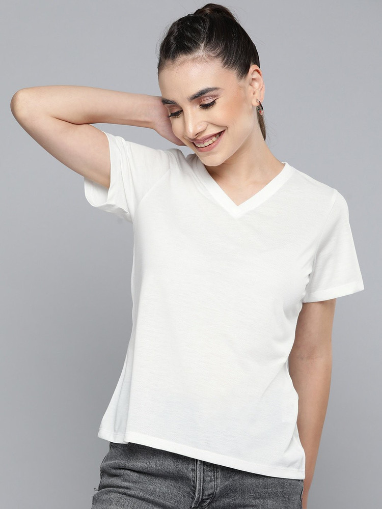 White t shirt v shape on sale