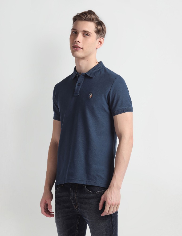 U.S. Polo Assn. Denim Co. Solid Men Polo Neck Blue T Shirt Buy U.S. Polo Assn. Denim Co. Solid Men Polo Neck Blue T Shirt Online at Best Prices in India Flipkart