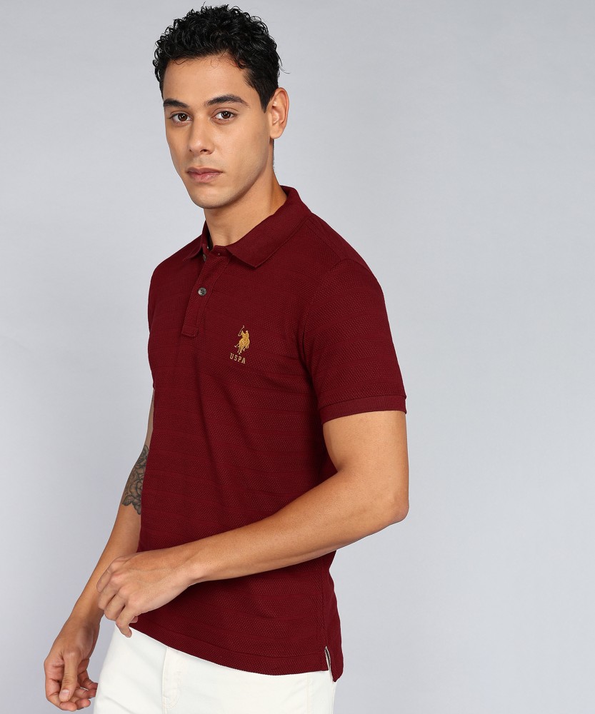 U.S. POLO ASSN. Solid Men Polo Neck Maroon T Shirt Buy U.S. POLO