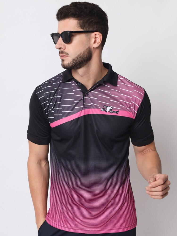 HPS Sports Printed Men Polo Neck Black T-Shirt - Buy HPS Sports Printed Men  Polo Neck Black T-Shirt Online at Best Prices in India