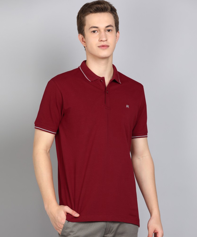 Buy Louis Philippe Sport Men Red Solid Polo Collar T Shirt