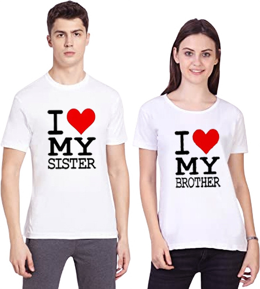 BigArk Printed Couple Round Neck White T Shirt Buy BigArk