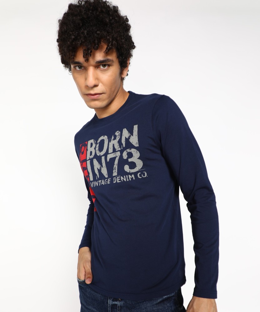 Pepe Jeans Printed Blue Navy Men Blue India - at Men Best Prices Navy Printed T-Shirt Online Round Neck Jeans Round T-Shirt Pepe Buy in Neck