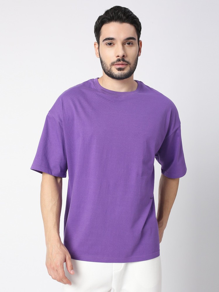 BLAMBLACK Solid Men Round Neck Purple T-Shirt - Buy BLAMBLACK