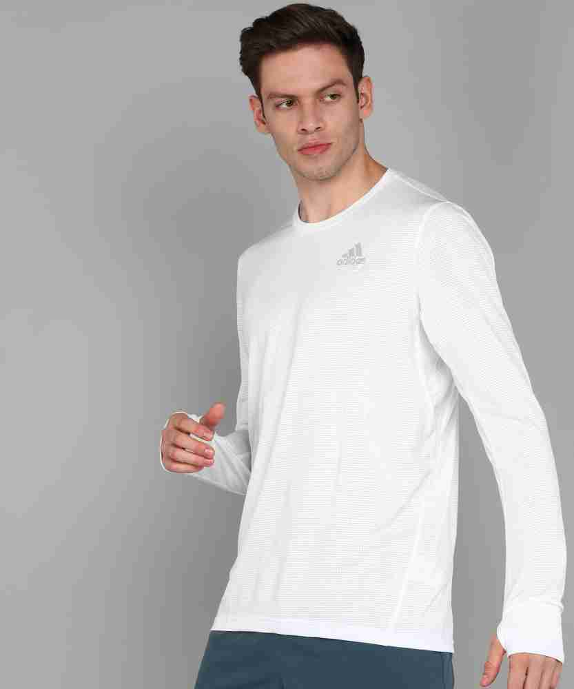 Adidas white t shirt full clearance sleeve