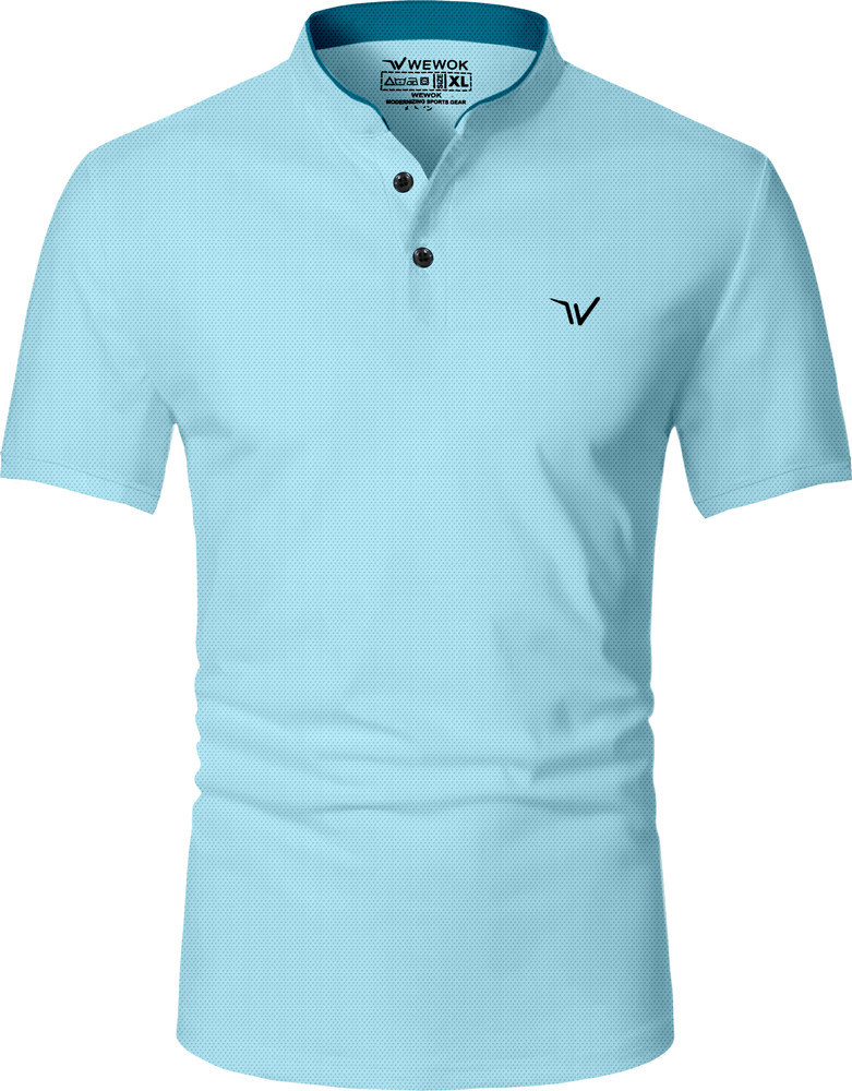 NTIFIC Solid Men Mandarin Collar Light Green T Shirt Buy NTIFIC
