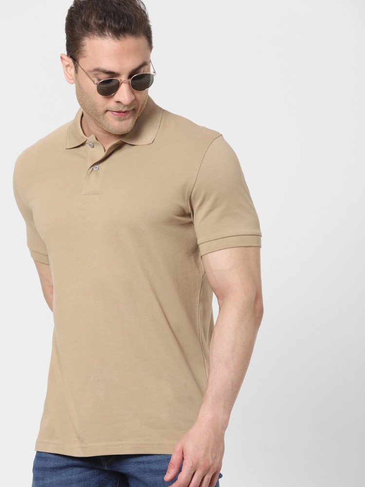 SELECTED HOMME Solid Men Polo Neck Beige T Shirt Buy SELECTED