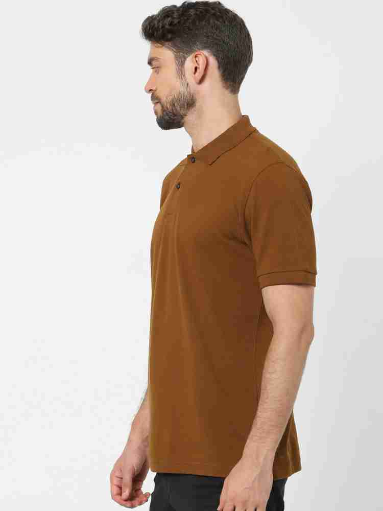 SELECTED HOMME Solid Men Polo Neck Brown T Shirt Buy SELECTED