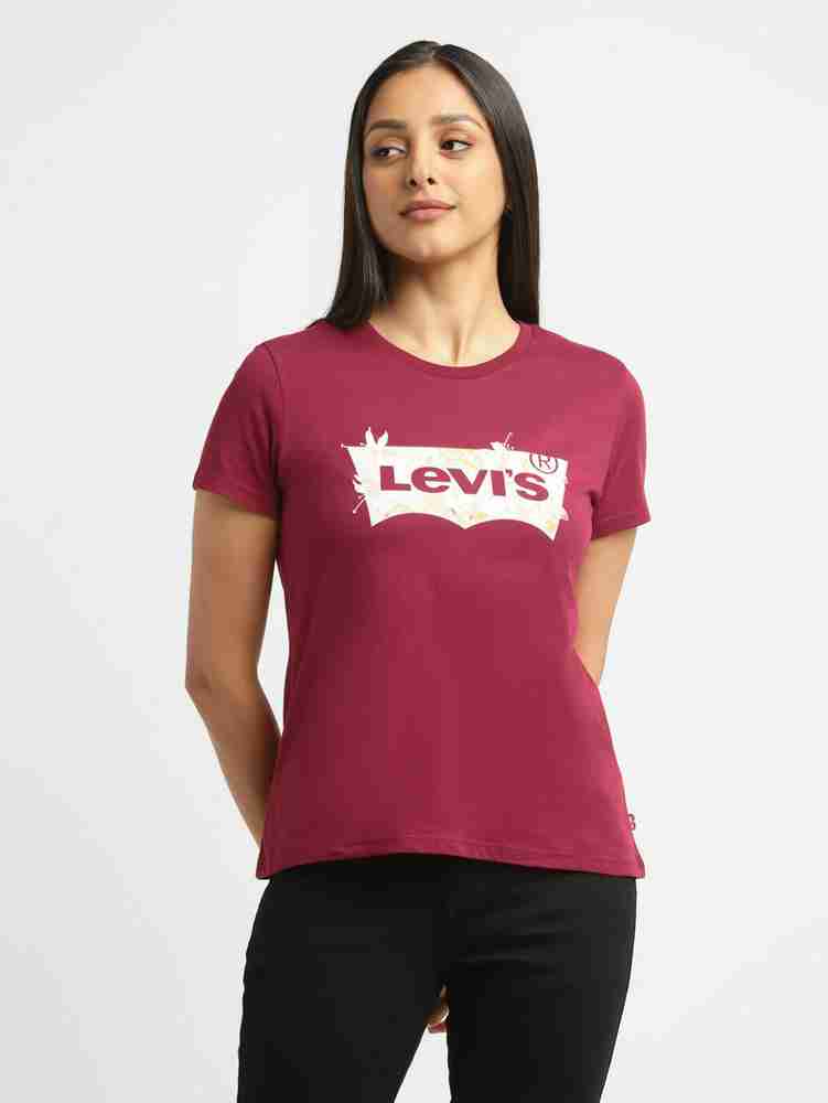 LEVI S Typography Women Round Neck Red T Shirt Buy LEVI S