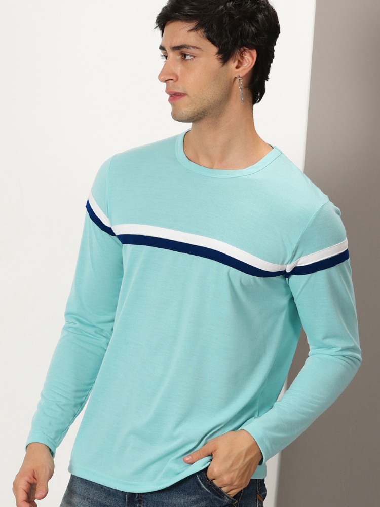  n/a Shirt Men's Long Sleeve Light Blue White Striped