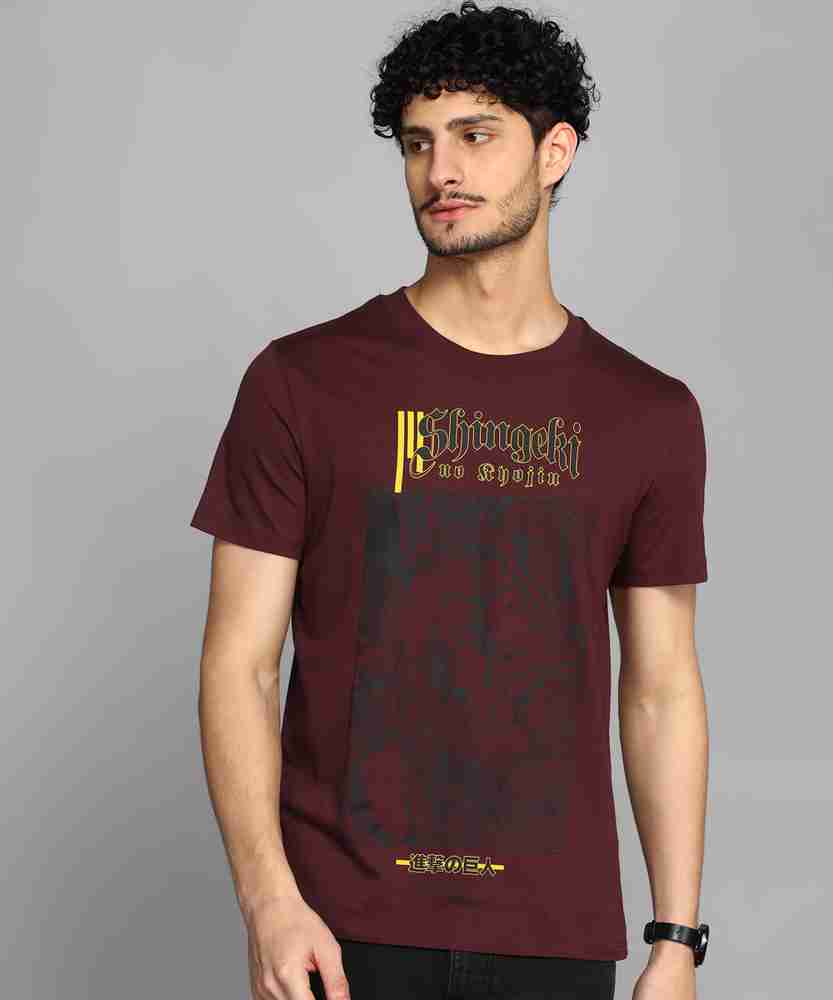 Celio Printed Men Round Neck Maroon T Shirt Buy Celio Printed