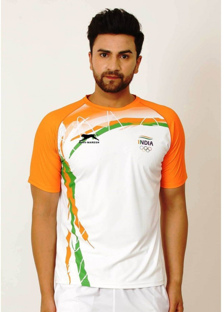 SHIV NARESH Printed Men Round Neck White Orange T Shirt Buy
