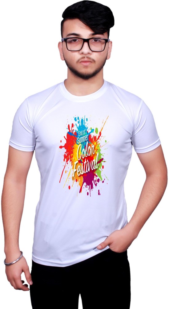 NITYANAND CREATIONS Printed, Typography Men Round Neck White T-Shirt - Buy  NITYANAND CREATIONS Printed, Typography Men Round Neck White T-Shirt Online  at Best Prices in India