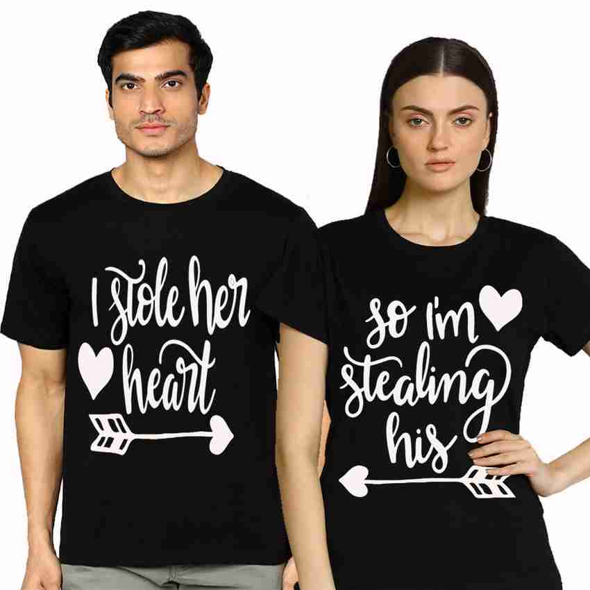 bfb Typography Couple Round Neck Black T Shirt Buy bfb Typography Couple Round Neck Black T Shirt Online at Best Prices in India Flipkart