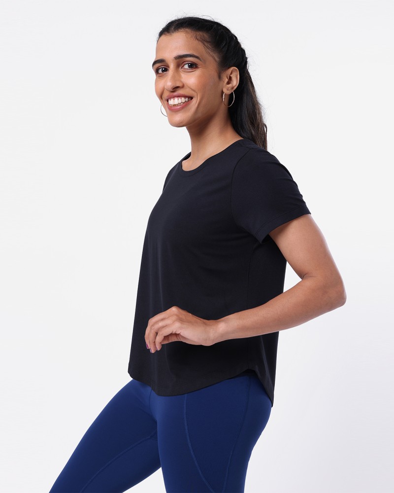 BlissClub Solid Women Round Neck Black T-Shirt - Buy BlissClub Solid Women  Round Neck Black T-Shirt Online at Best Prices in India