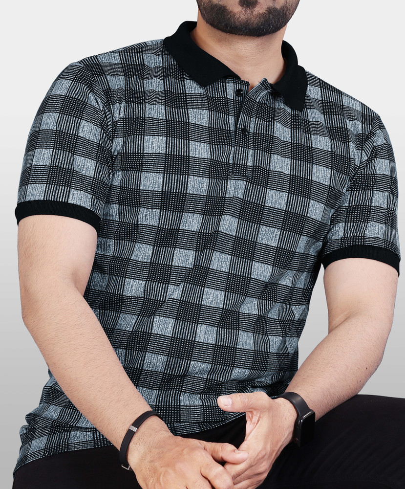 VeBNoR Checkered Men Polo Neck Grey T Shirt Buy VeBNoR Checkered Men Polo Neck Grey T Shirt Online at Best Prices in India Flipkart
