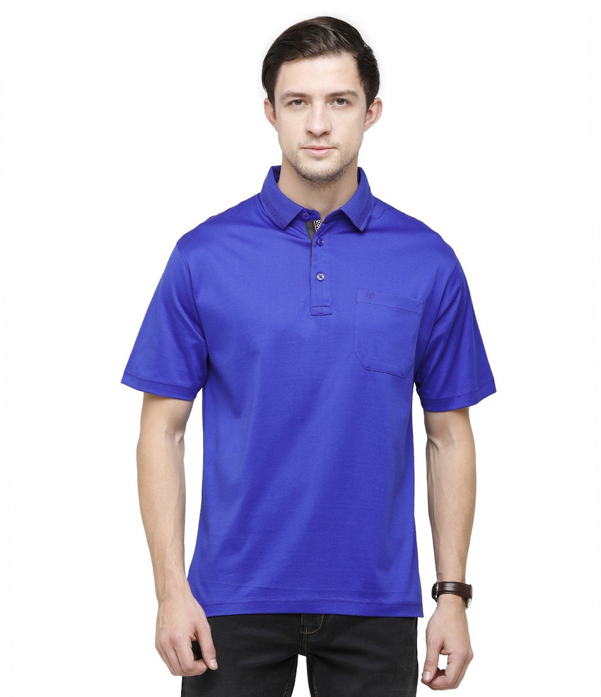 Classic Polo Solid Men Polo Neck Blue T Shirt