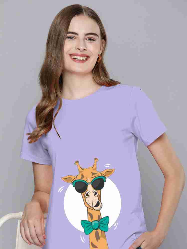 Women Cartoon Printed Round Neck Purple T-Shirt at Rs 130/piece