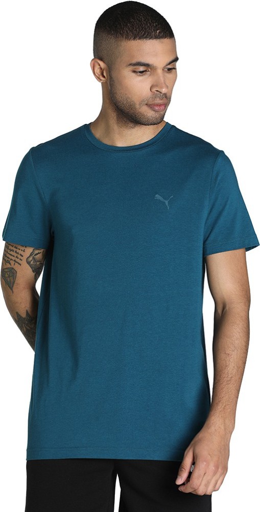 PUMA Solid Round Neck Blue T-Shirt - Buy PUMA Solid Men Round Neck Blue T-Shirt Online at Best Prices in India Flipkart.com