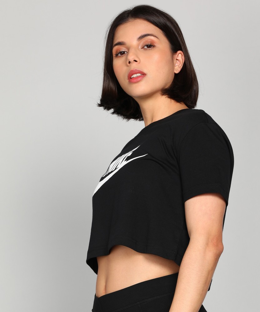 Nike black choker store crop top