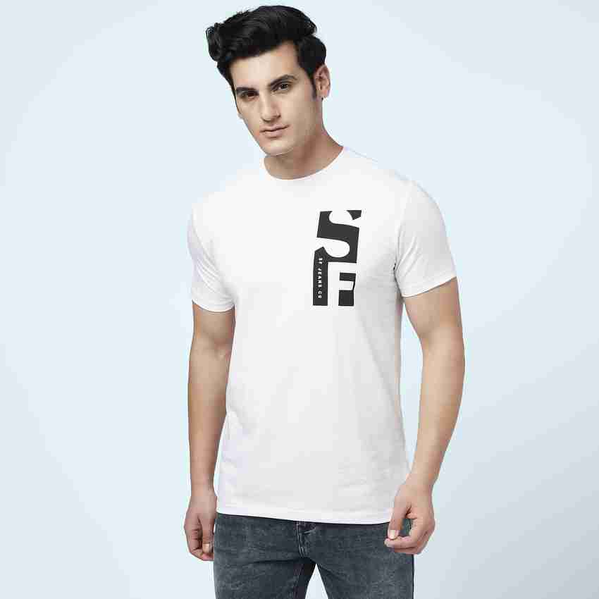 SF Jeans by Pantaloons Typography Men Round Neck White T Shirt