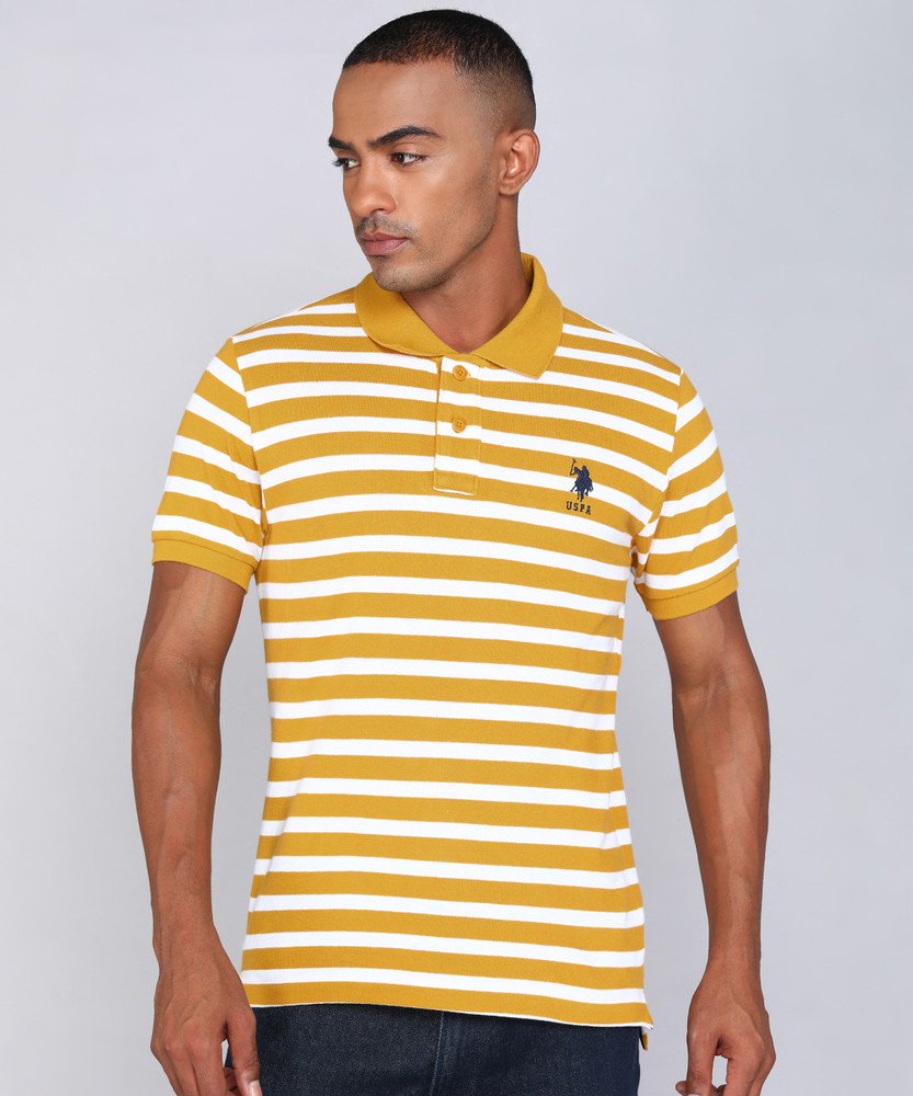 U.S. POLO ASSN. Striped Men Polo Neck Yellow T Shirt Buy U.S. POLO ASSN. Striped Men Polo Neck Yellow T Shirt Online at Best Prices in India Flipkart