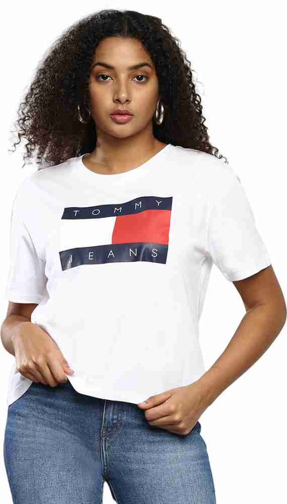 TOMMY HILFIGER Printed Women Round Neck White T Shirt Buy TOMMY HILFIGER Printed Women Round Neck White T Shirt Online at Best Prices in India Flipkart