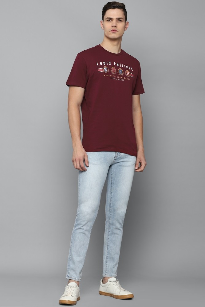 Louis Philippe Men's Printed Regular Fit T-Shirt (LPKWMRGBM29525_White_L) :  : Clothing & Accessories