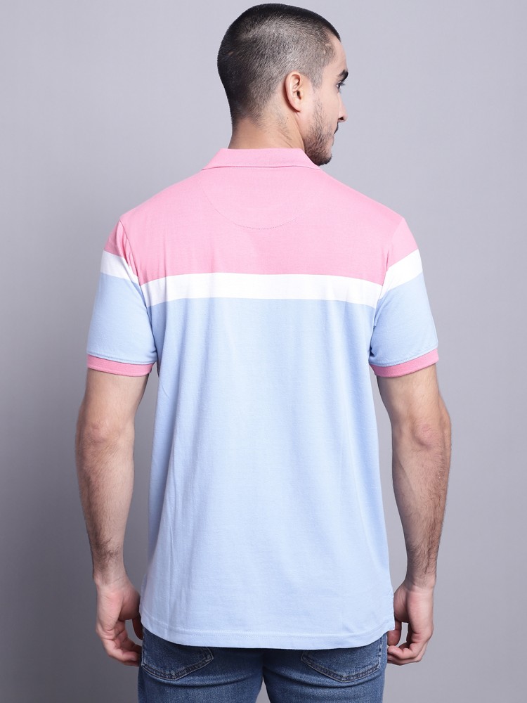 Blue, Men Online at Neck Prices T-Shirt Numalo Pink Buy Polo Best Numalo Light Blue, Light - Colorblock T-Shirt India Pink Neck in Colorblock Men Polo