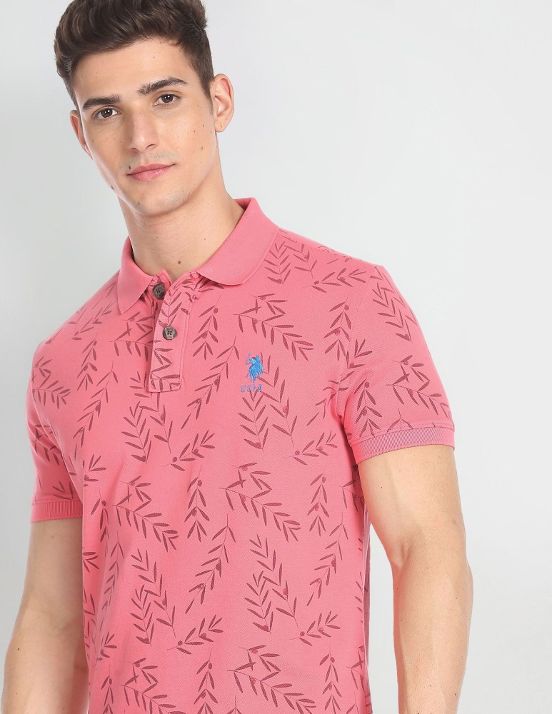 Buy U.S. Polo Assn. Pink Cotton Polo T-Shirt for Men's Online