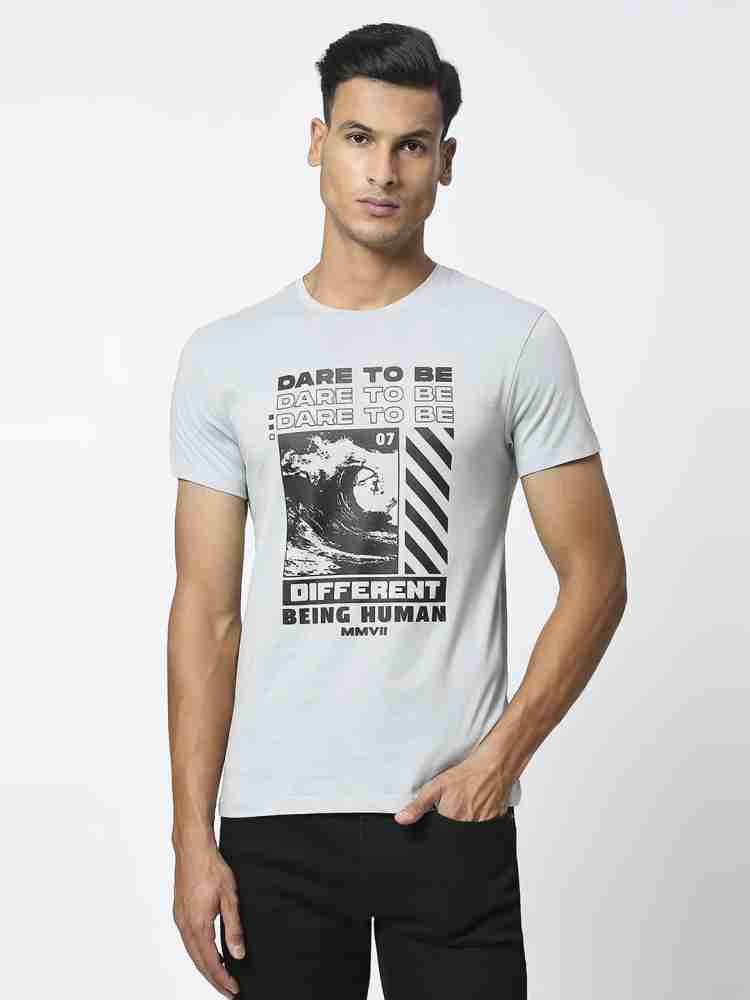 BEING HUMAN Printed Typography Men Round Neck Grey T Shirt Buy BEING HUMAN Printed Typography Men Round Neck Grey T Shirt Online at Best Prices in India Flipkart