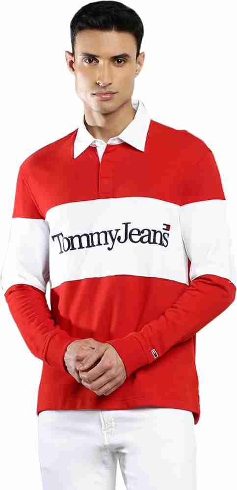 Red and white tommy hilfiger deals shirt