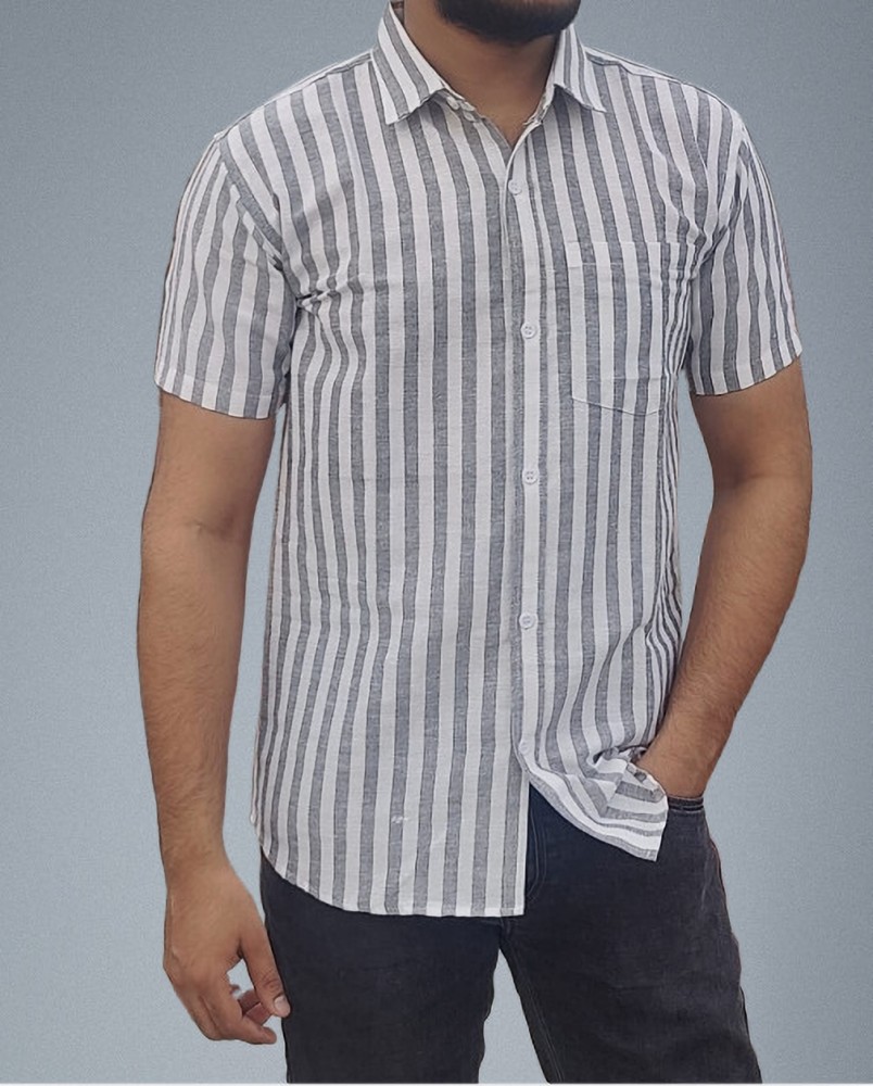 Grey Striped Shirt - Buy Grey Striped Shirt online in India
