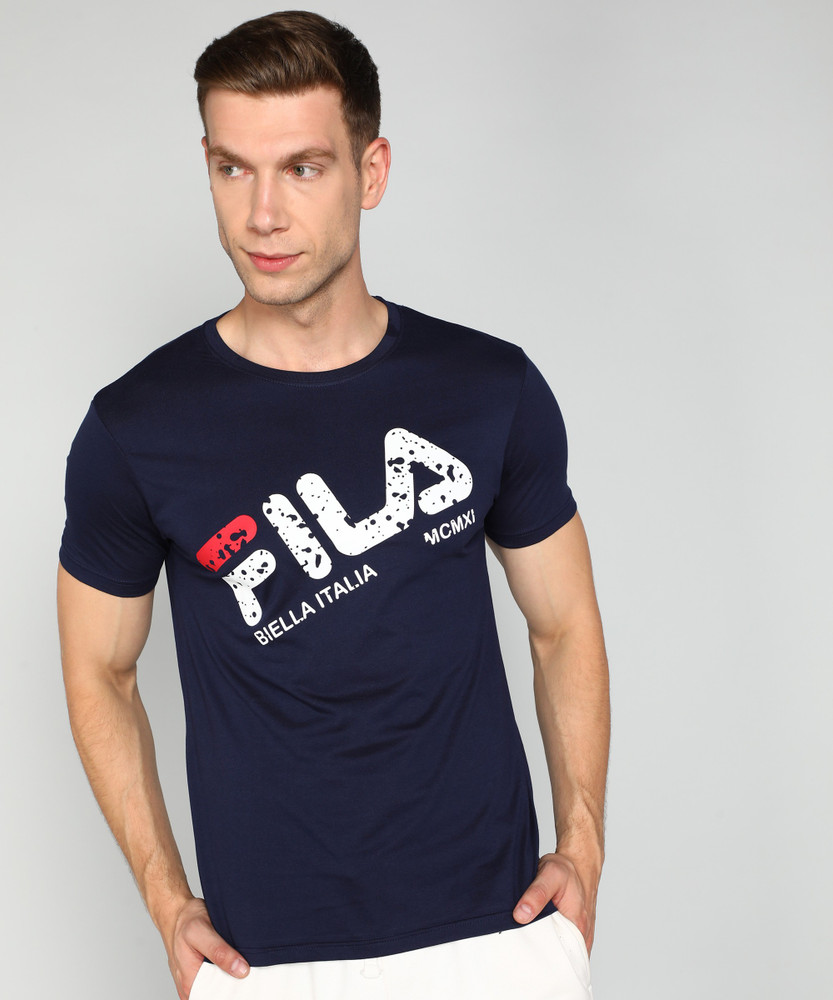 FILA Printed Men Round Neck Blue T Shirt Buy FILA Printed Men