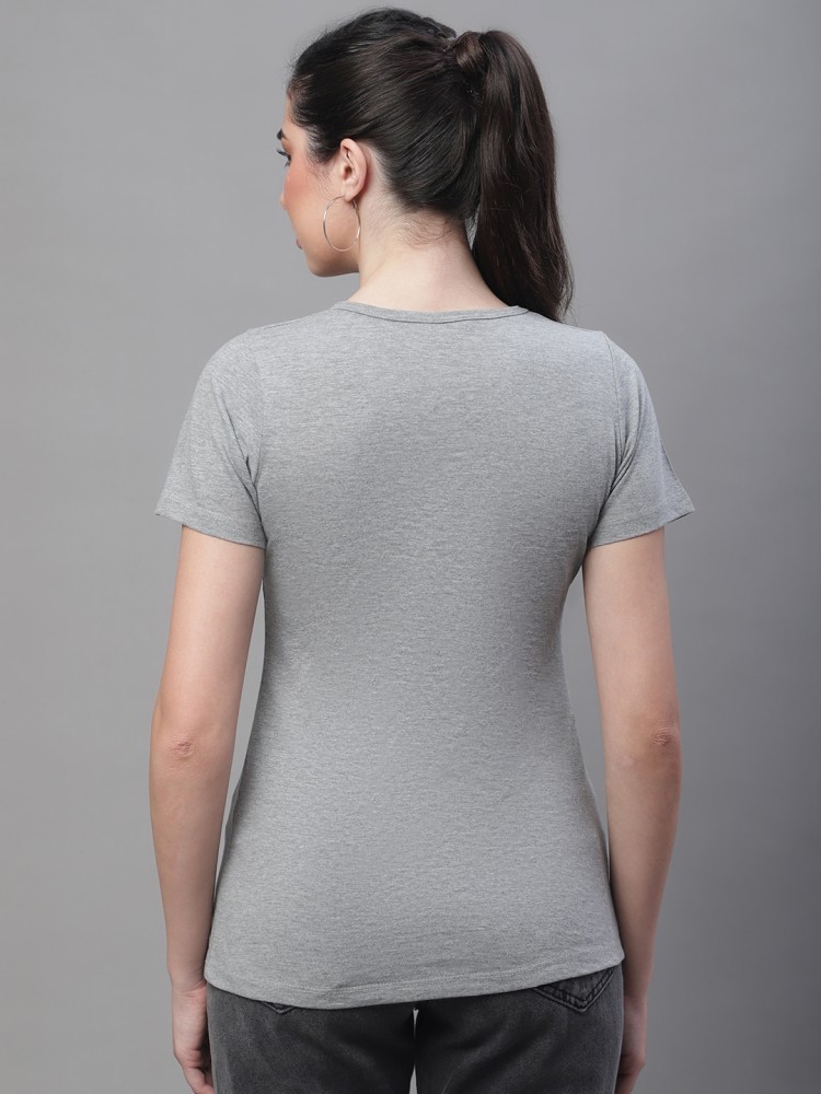 Buy SQUARE NECK GREY BUTTONED T-SHIRT for Women Online in India