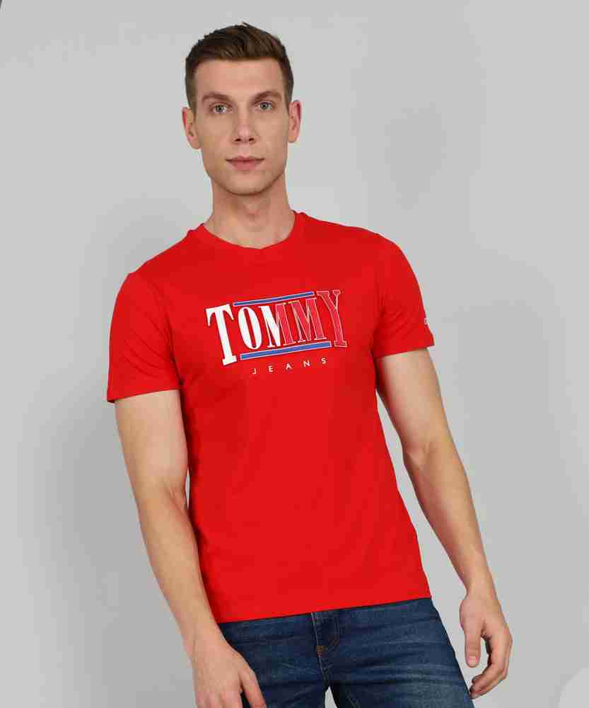 TOMMY HILFIGER Typography Men Round Neck Red T Shirt Buy TOMMY HILFIGER Typography Men Round Neck Red T Shirt Online at Best Prices in India Flipkart