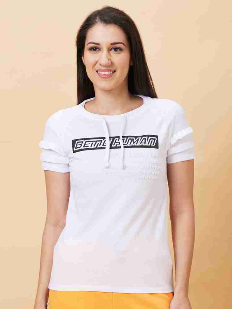 BEING HUMAN Typography Women Crew Neck White T Shirt Buy BEING HUMAN Typography Women Crew Neck White T Shirt Online at Best Prices in India Flipkart